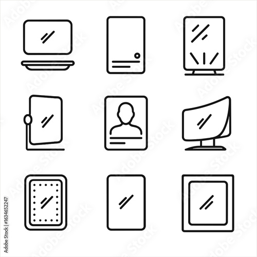 Panel vector futuristic icon rotating frame holographic icons minimal mirror ambient smart