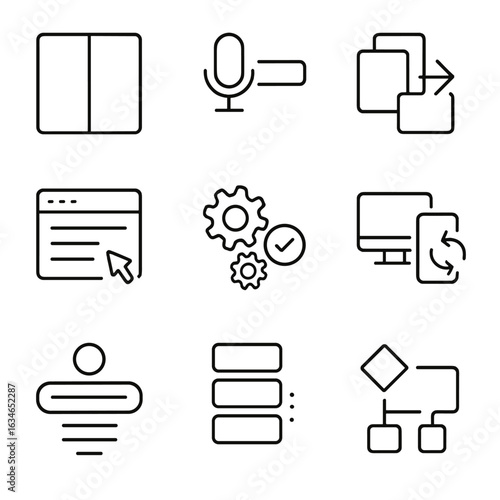 Screen reply multitasking input task parallel decision vector icon smart floating set