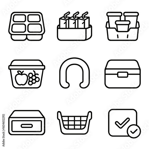 Bin fridge snack small vector storage fruit icon safe handle caddy tray