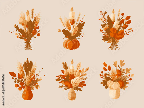 Flat Vector Autumn  Wreath – Cozy Floral Arrangements