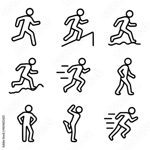 Pose stance running icons slow icon vector stretching pace rest motion
