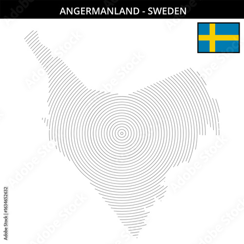 Angermanland Sweden with geographical map and flag