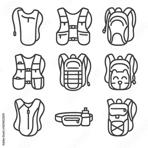Kids vector hydration daypack ergonomic pack tactical icons icon convertible design