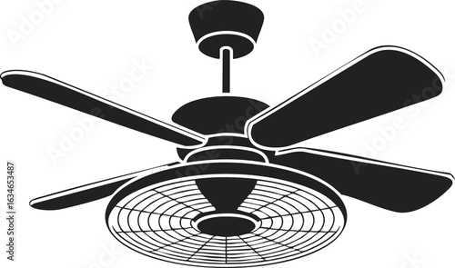 Smart ceiling fan, modern ventilation device, air circulator, home cooling solution with sleek design and multiple blades