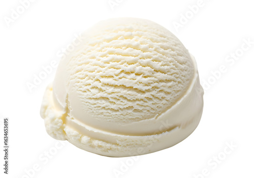 Creamy vanilla ice cream scoop isolated on a transparent background frozen