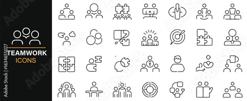 Business Icons for Teamwork, Group Cooperation, and Project Achievement
