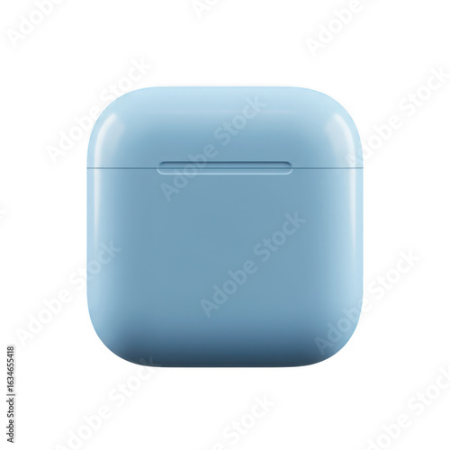 Light blue earbud case isolated on transparent background