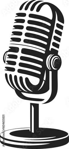 Streaming microphone, vintage style microphone, retro audio device, broadcasting tool, sound recording equipment