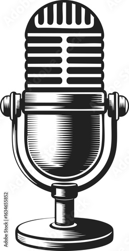 Streaming microphone, vintage audio device, retro sound equipment, broadcasting tool, recording accessory for music and podcasts