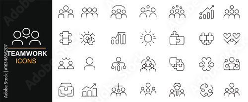 Business and Team Collaboration Icons Set for Corporate Success and Goal Achievement