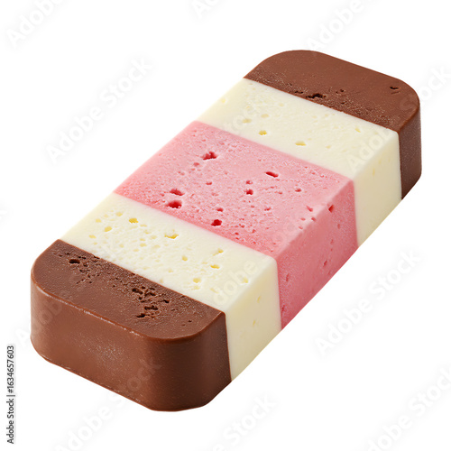 Layered frozen dessert treat isolated on a transparent background chocolate vanilla