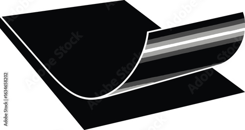 A striking graphic features a black rectangular object with a curled corner, creating a dynamic effect, ideal for showcasing concepts like unveiling, revealing, or a fresh perspective.