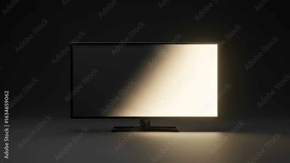 Modern television display with a soft glow in a dark environment, highlighting sleek design elements Modern television display with a soft glow in a dark environment, highlighting sleek design elements
