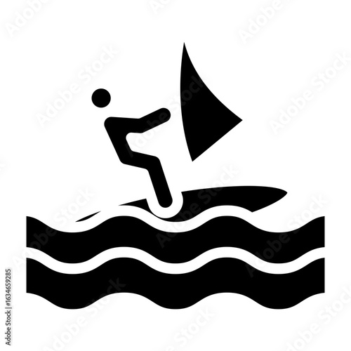 Windsurfing Vector Glyph Icon Design