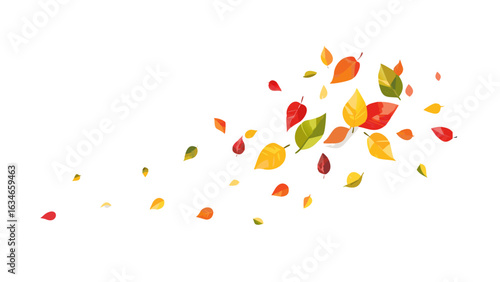 Autumn leaves falling against a black background