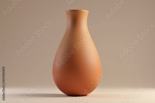 3D Rendered Smooth Curved Vase with Terracotta Texture