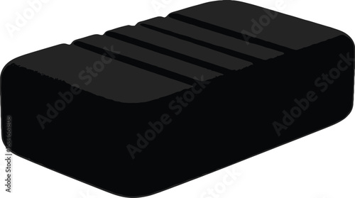 A sleek black textured object with parallel grooves showcases modern design and minimalist aesthetics, ideal for technology, industrial, or abstract concepts, emphasizing form and texture.