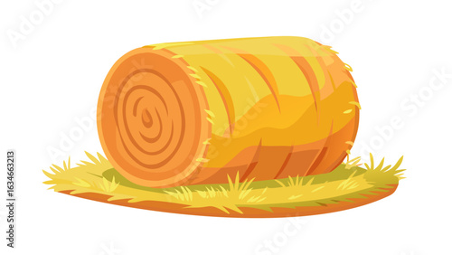 Cartoon hay bale on a patch of grass