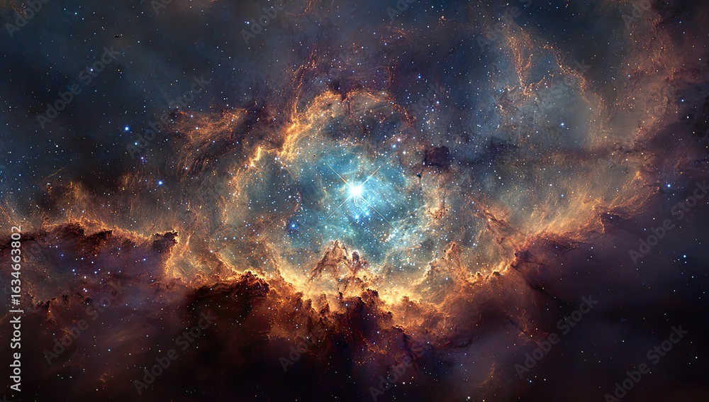 Fototapeta premium Cosmic nebula with vibrant colors and star clusters