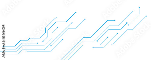 Abstract white blue digital technology futuristic circuit board background design. Technology dots lines connect network background.	