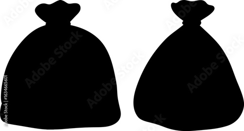 Sack black silhouettes set, Set of tied sacks, sack collections, Vector of sack, sack silhouette, sack isolated on white background