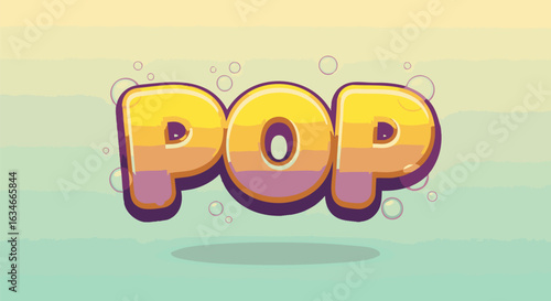 Colorful pop text effect in a glossy cartoon bubble font. Vector alphabet lettering for playful graphic design.