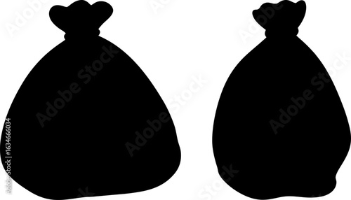 Sack black silhouettes set, Set of tied sacks, sack collections, Vector of sack, sack silhouette, sack isolated on white background