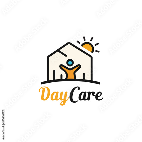 daycare logo, education logo, care logo, kids logo template, child care center, baby care, sweet home logo	
