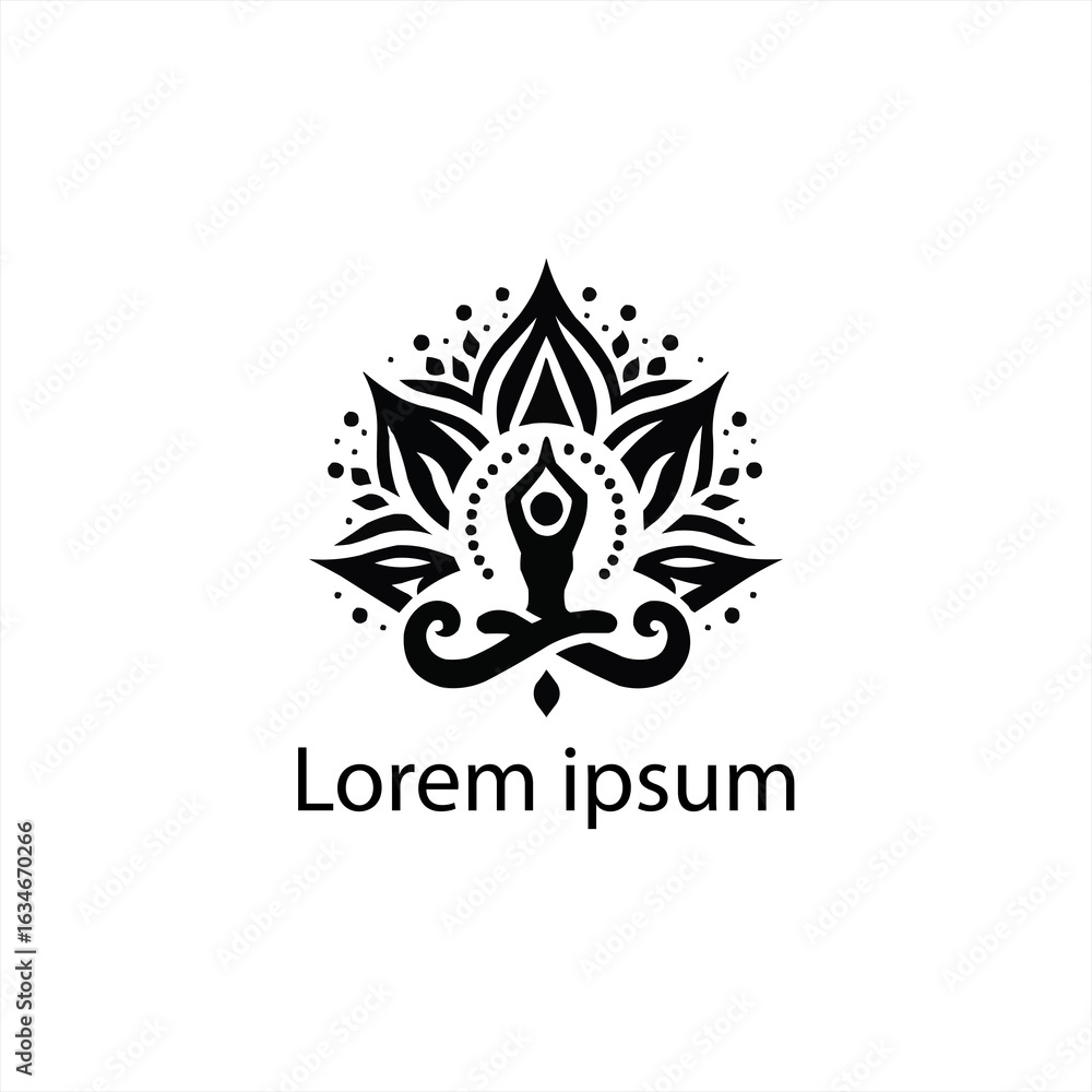 Fototapeta premium Elegant Black Yoga Logo Design Collection on White Background