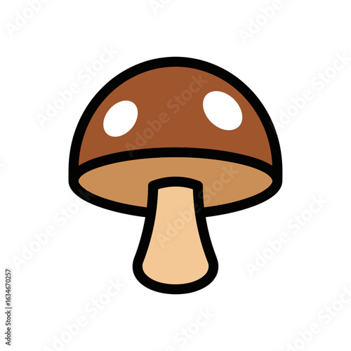 A woodland whimsy, a dotted dome on a sturdy stalk. Earthy charm in simple strokes.