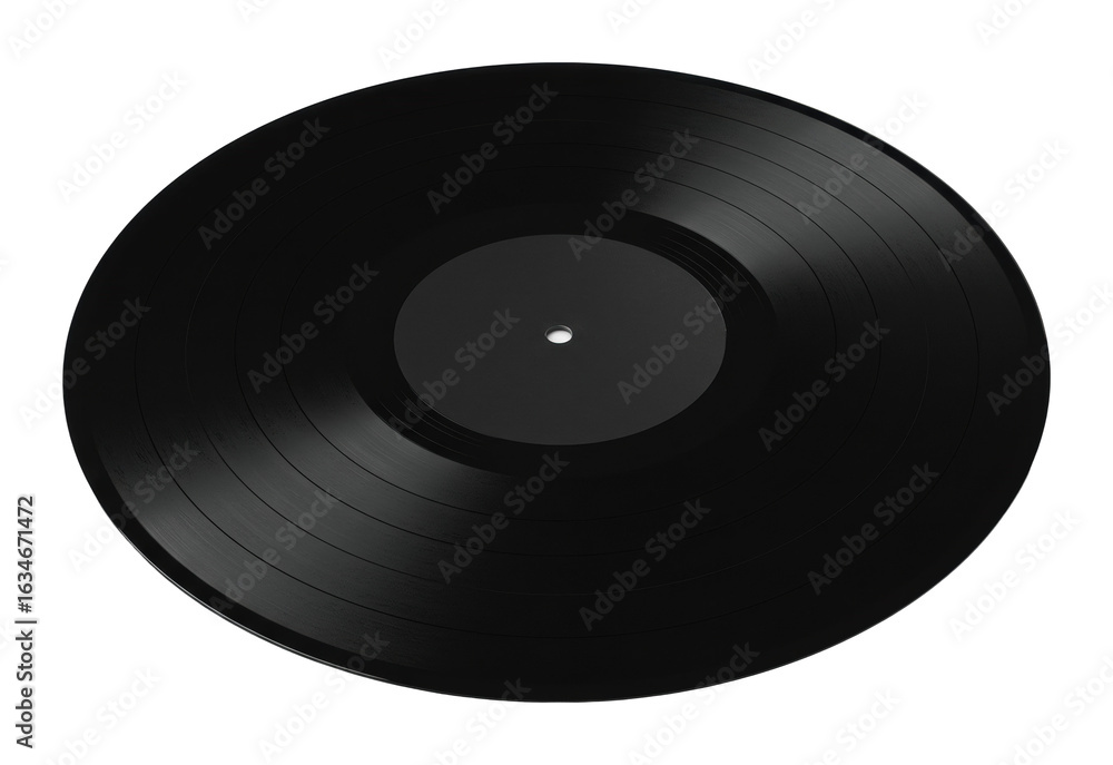 Classic black vinyl record with circular grooves. Cut out PNG Classic black vinyl record with circular grooves. Cut out PNG