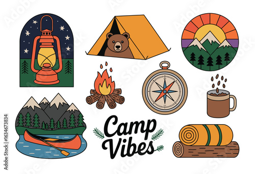 Embrace the outdoors with these vibrant camping vibes, perfect for adventure seekers and nature lovers.
