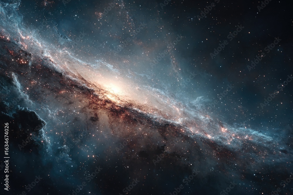 Fototapeta premium Cosmic nebula, swirling galaxies