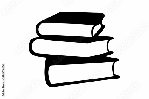 stack of books black vector, pile of books silhouette 