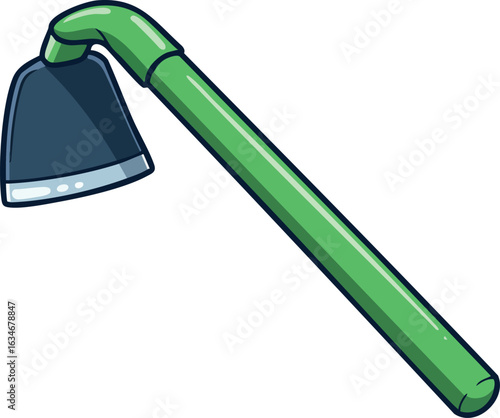 Garden hoe tool with green handle and black blade hand tool illustration vector 