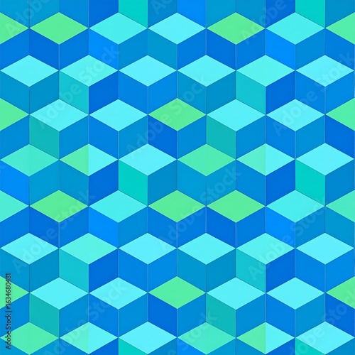 Abstract blue and green 3D cubes