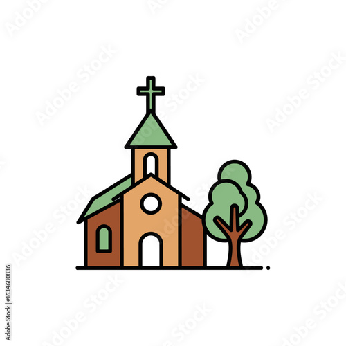 A quiet chapel stands beside a tree, where faith meets nature and whispers of peace drift through the air.