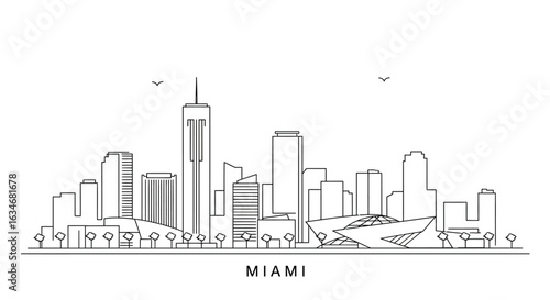 Miami skyline line art.