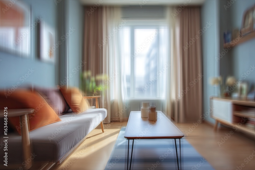 Blurred view of a modern living room Blurred view of a modern living room
