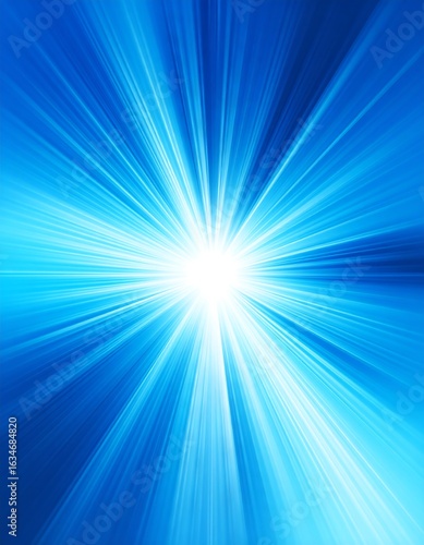 Abstract blue burst radiating light