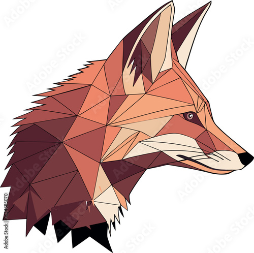 Geometric Low-Poly Fox Head Profile: Elegant, Modern Wildlife Illustration