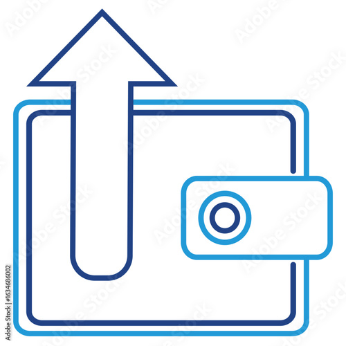 Icon for withdrawing money from a wallet, either a physical or digital wallet or withdrawing or sending funds