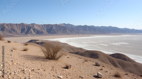 Salines mountains. halite deposins. Thin acacia vegetation. Volcanic origin Hormuz Island.
