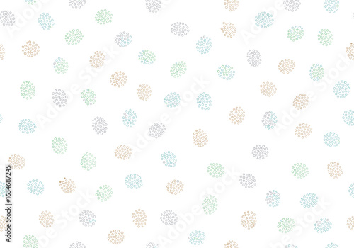 Abstract gentle pastel dots scattered across white background
