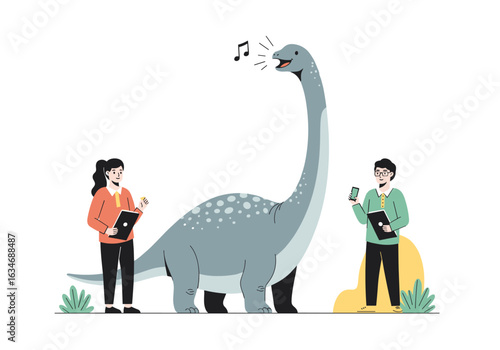 Scientists observe a gentle giant dinosaur singing while they record its sounds