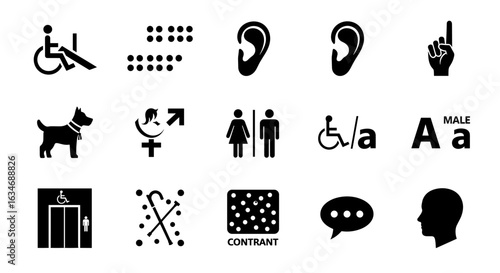Accessibility icon set featuring universal symbols for inclusive design