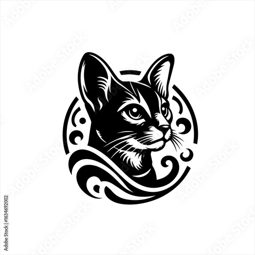 Ornate cat face isolated on white