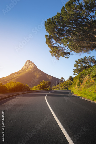 Mountain Road at Sunset with Cape Town’s Lion’s Head