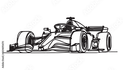 Continuous one single minimal line drawing formula 1 racing car
