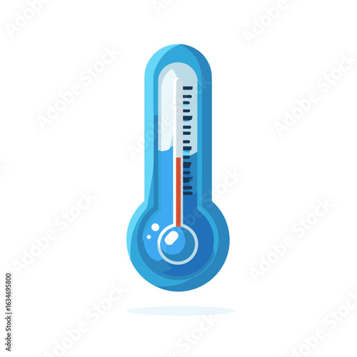 Digital thermometer displaying temperature in a vibrant blue design against a clean white background